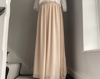 Champagne Long Bridal Chiffon Maxi Skirt with train Bride Bridal Bridesmaid Skirt available in 35+ colours sizes 4-32 and custom sizes