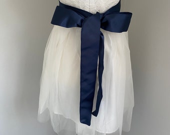 Navy Blue Dark Blue Sash Belt for Dress for Flower Girl, Flowergirl,  Junior Bridesmaid, Colour Sash in 40 colours, Wedding Girl's Dress