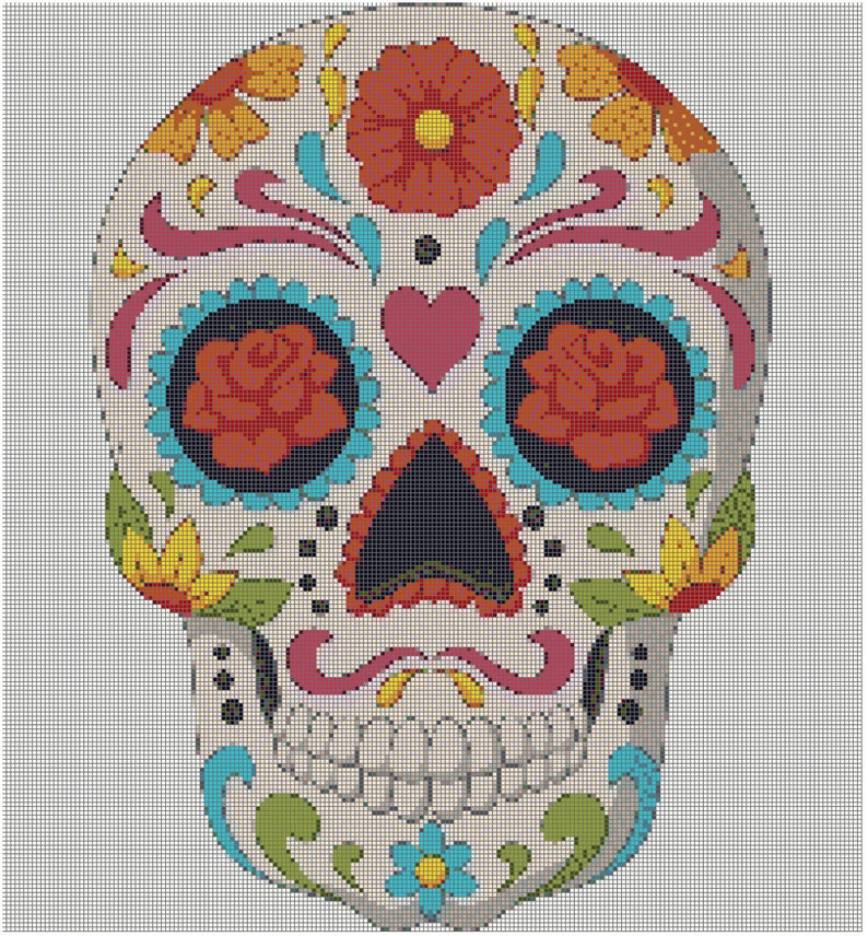 Cross stitch pattern PDF Instant Download Sugar skull