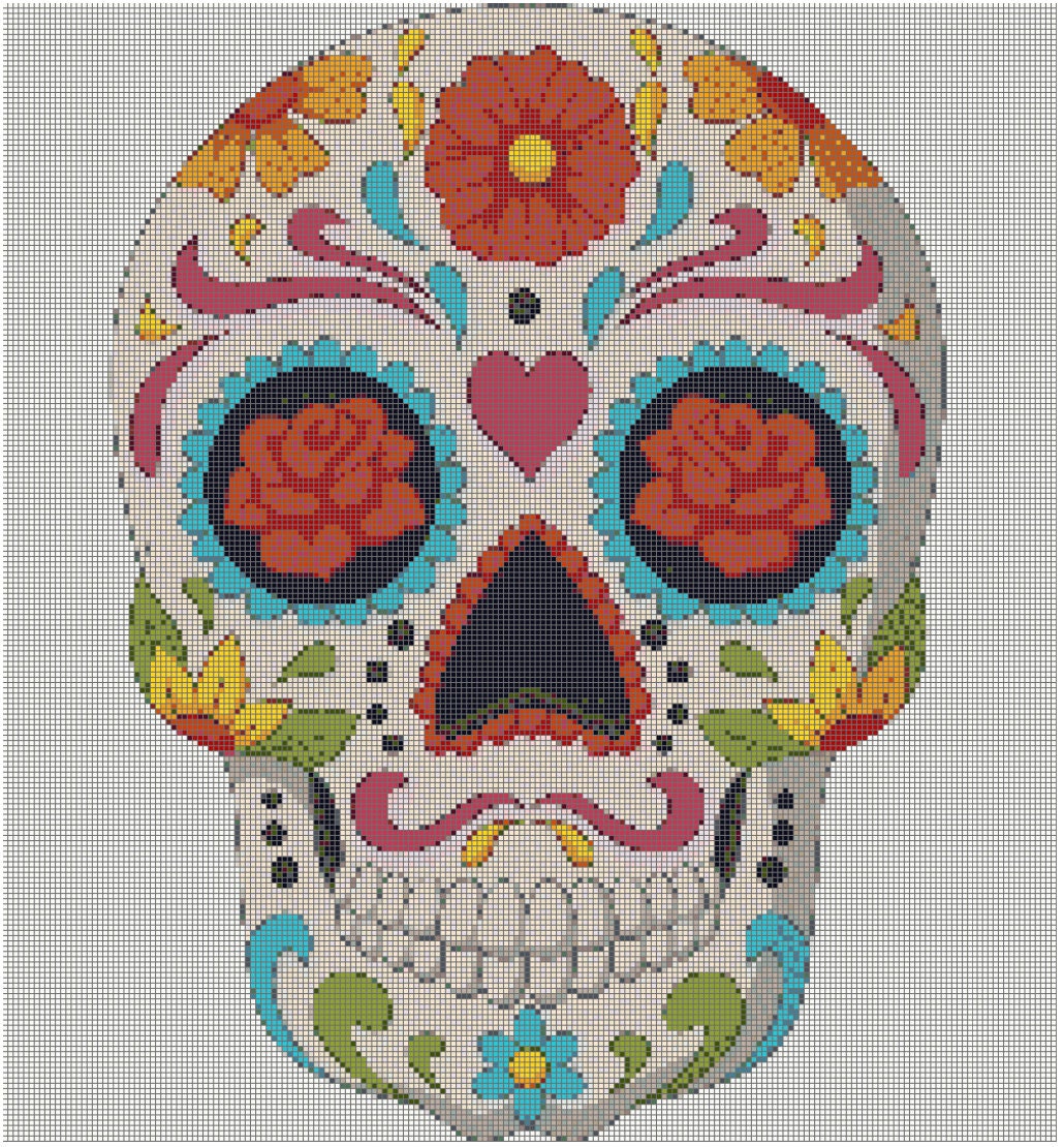 Sugar skull Cross stitch pattern PDF Instant Download | Etsy