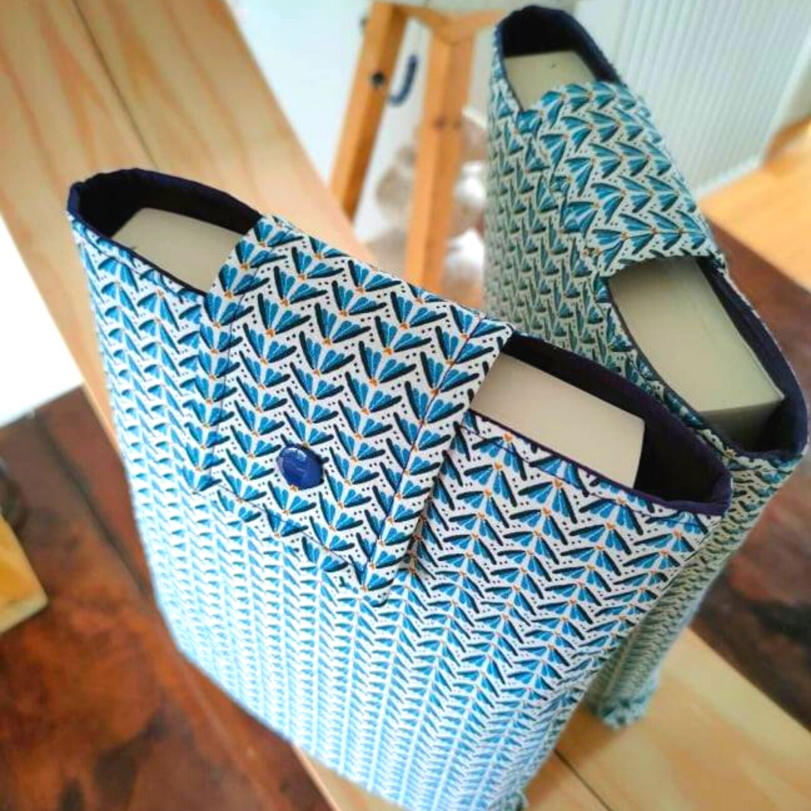 Pochette de livre en tissus à motifs géométrique Etsy