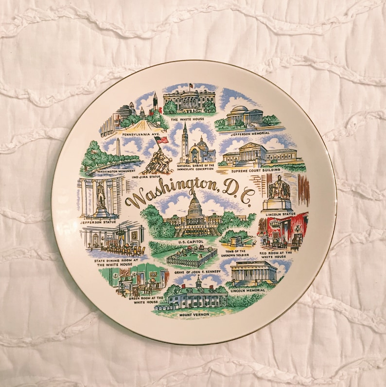 Large Vintage Souvenir State Plates Etsy