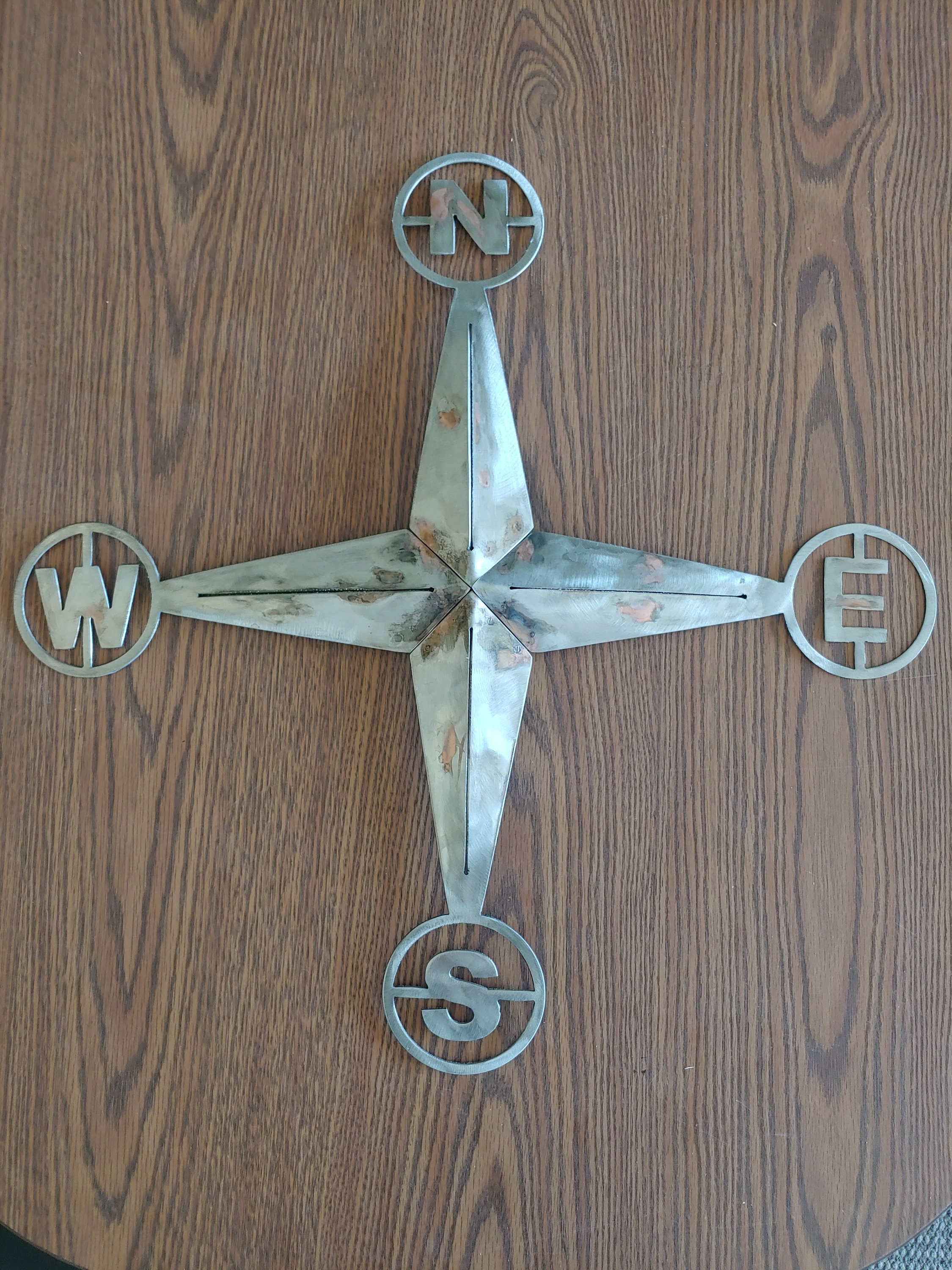 Wall Art Compass Metal Rustic Etsy