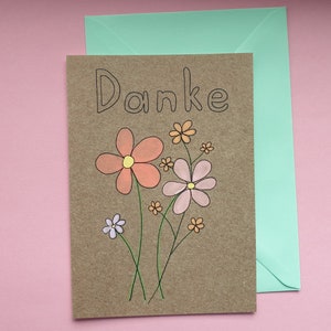 Karte "Danke", Dankeskarte mit Blumen, Blumenkarte