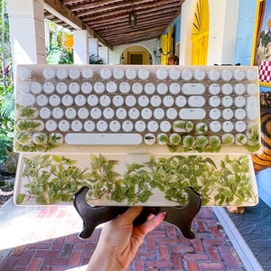 Leaf typewriter style RBG Keyboard with number pad and wrist rest