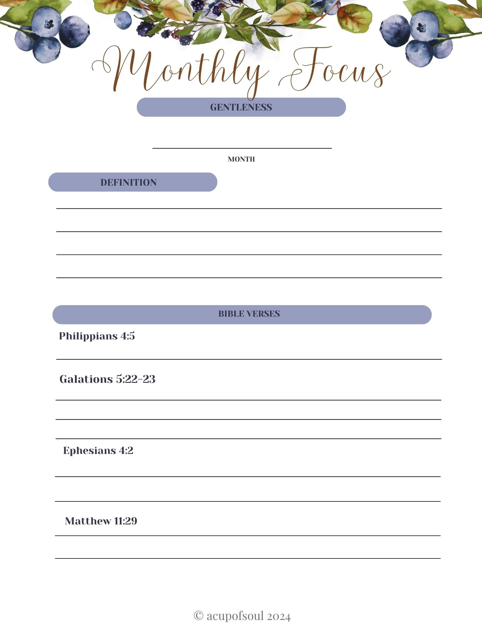 Monthly Mindfulness Packet Gentleness Morning Time Resources for ...