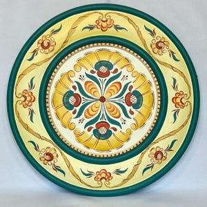 Decorative Wood Plate With Hand Painted Rosemaling. 10” Diameter
