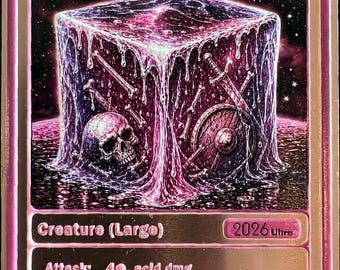 Metal TCG Collectible Art: Gelatinous Cube, Rose Gold 2.5x3.5