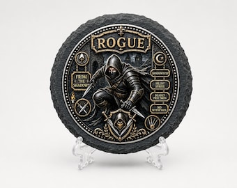 Fantasy Rogue Slate Coaster, 4" x 4", RPG, DnD, Gamer, Gift for Him