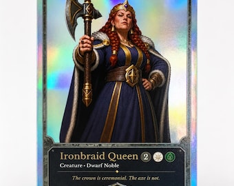 Foil TCG Collectible Art: Ironbraid Queen, 2.5x3.5, Gift For Him