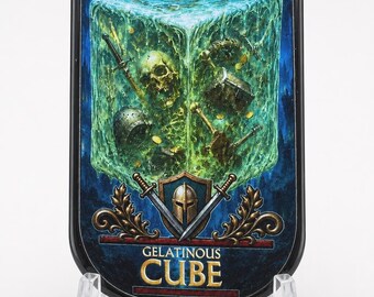 Fantasy Gelatinous Cube Metal Dog Tag, RPG DnD Gamer, Gift For Him or Her