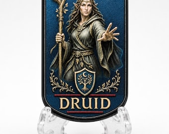 Fantasy Druid Metal Dog Tag, RPG DnD Gamer, Gift For Him or Her