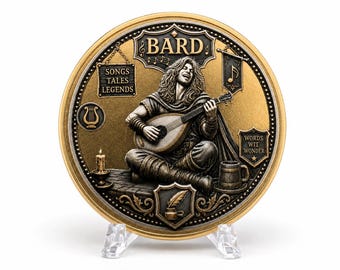 Fantasy Bard Metal Challenge Coin RPG DnD Gamer