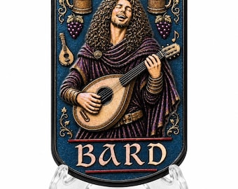 Fantasy Bard Metal Dog Tag, RPG DnD Gamer, Gift For Him or Her