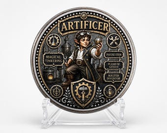 Fantasy Artificer Stainless Steel Challenge Coin RPG DnD Gamer, Gift for Him