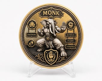 Fantasy Monk Metal Challenge Coin RPG DnD Gamer