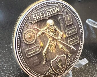 Fantasy Skeleton Metal Challenge Coin RPG DnD Gamer
