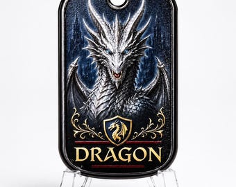 Fantasy Dragon Metal Dog Tag, RPG DnD Gamer, Gift For Him or Her