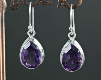 Boucles d’oreilles Amethyst faceted Silver Sterling