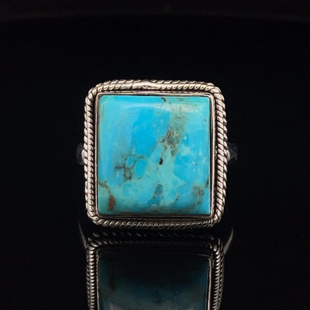 Sterling Silver Kingman Turquoise Ring Size 10 - Etsy
