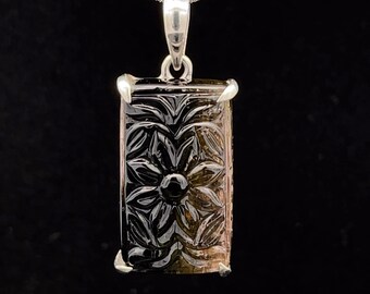 Sterling Silver Carved Watermelon Tourmaline Pendant