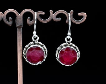 Sterling Silver Ruby Earrings