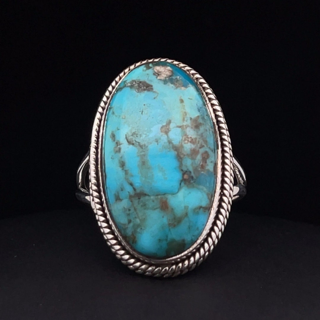 Sterling Silver Kingman Turquoise Ring Size 9 - Etsy