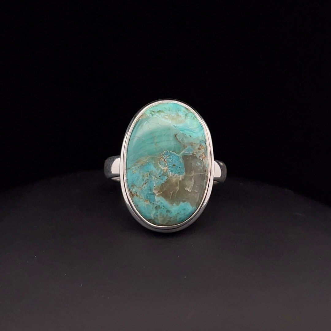 Sterling Silver Kingman Turquoise Ring Size 7 - Etsy