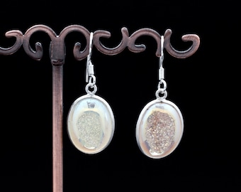 Sterling Silver Titanium Coated Druzy Agate Earrings