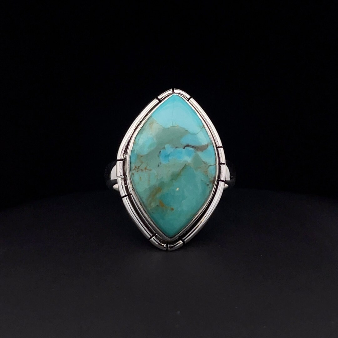 Sterling Silver Kingman Turquoise Ring Size 7 - Etsy