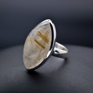Sterling Silver Rutilated Quartz Ring Size 9