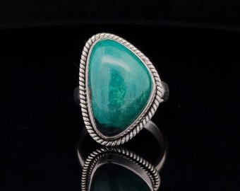 Anillo de plata de ley con crisocola, tamaño 7