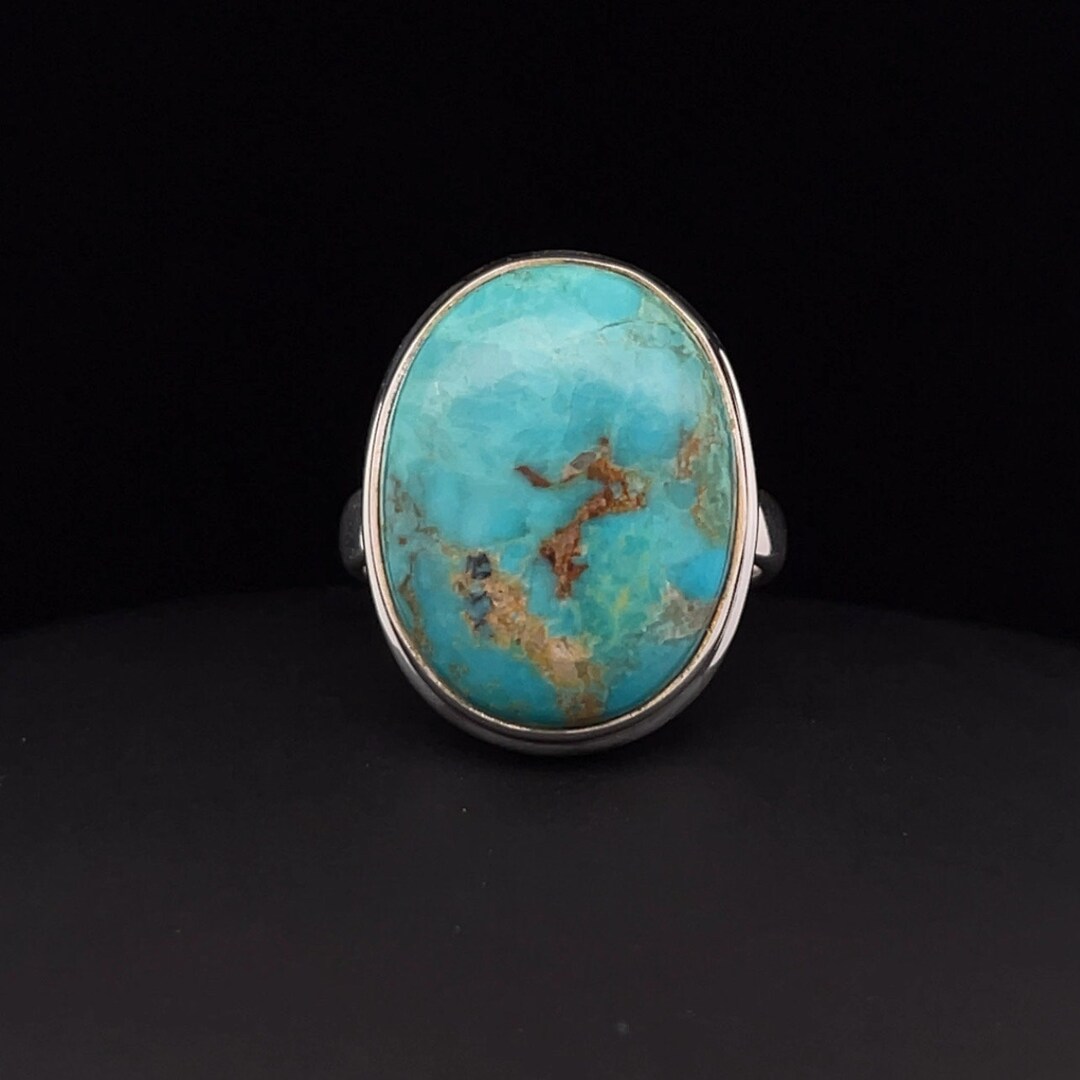 Sterling Silver Kingman Turquoise Ring Size 7 - Etsy