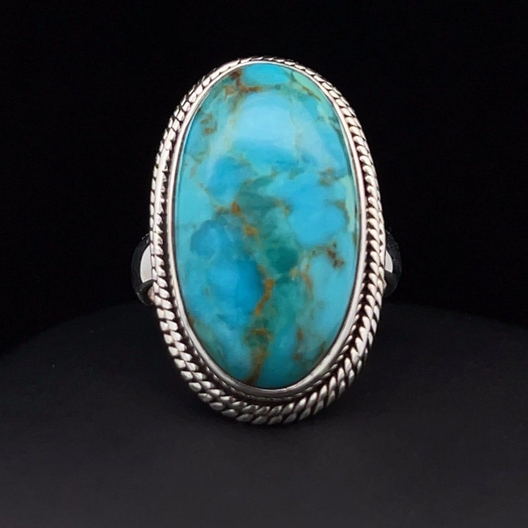 Sterling Silver Kingman Turquoise Ring Size 7 - Etsy