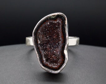 Sterling Silver Agate Geode Ring Size 7
