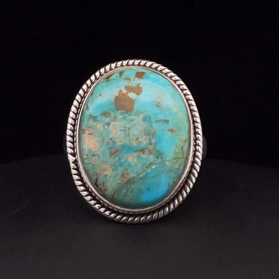 Sterling Silver Kingman Turquoise Ring Size 8 - Etsy