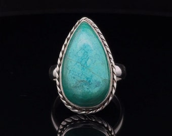 Anillo de plata de ley con crisocola, tamaño 7