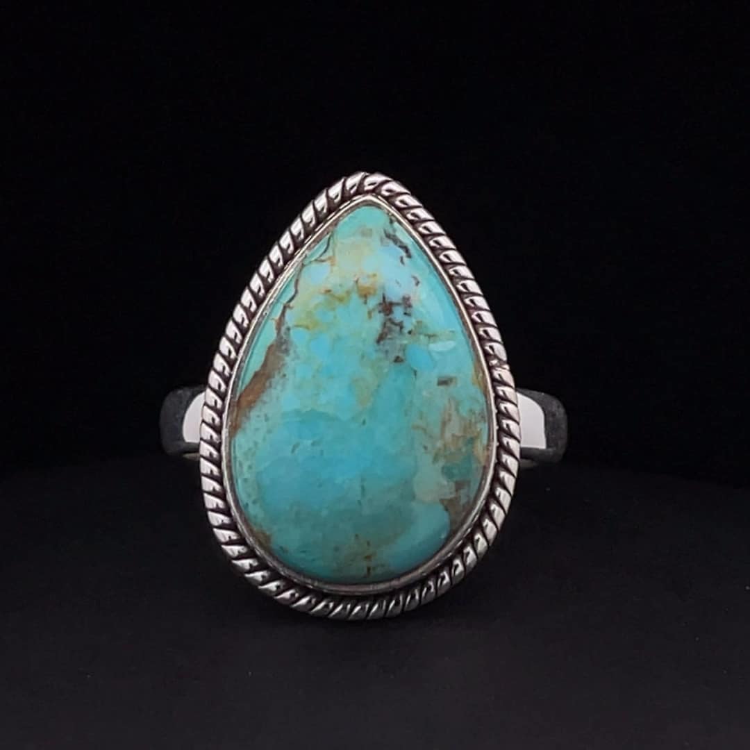 Sterling Silver Kingman Turquoise Ring Size 9.5 - Etsy