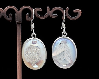Sterling Silver Titanium Coated Druzy Agate Earrings