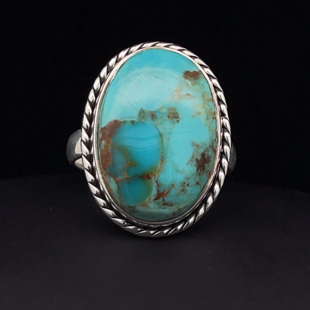 Sterling Silver Kingman Turquoise Ring Size 8 - Etsy