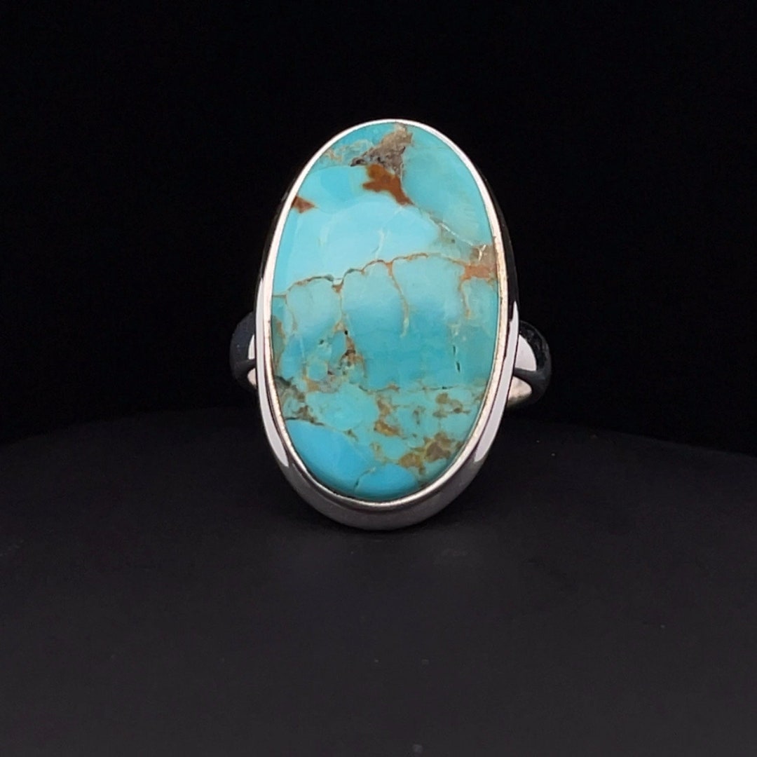 Sterling Silver Kingman Turquoise Ring Size 7 - Etsy