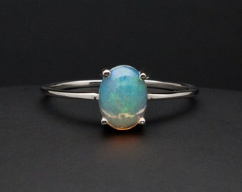 Sterling Silver Ethiopian Opal Ring Sizes 5 through 10
