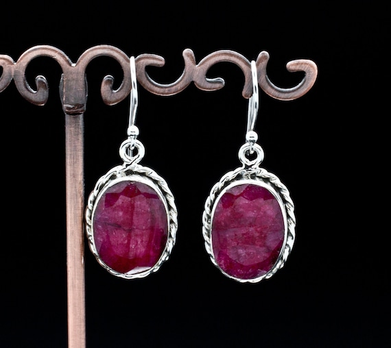 Sterling silver ruby best sale earrings