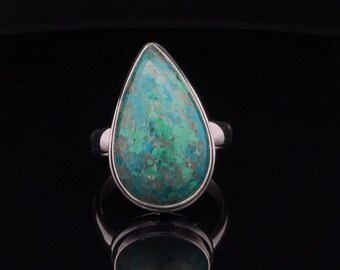 Anillo de plata de ley con crisocola, tamaño 7