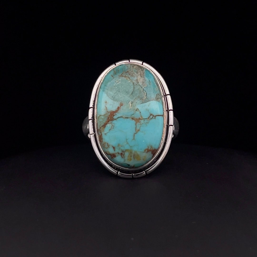 Sterling Silver Kingman Turquoise Ring Size 7 - Etsy