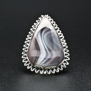 Sterling Silver Botswana Agate Ring Size 6