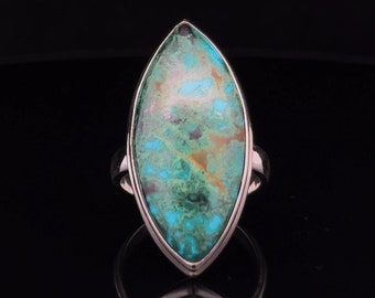 Anillo de plata de ley con crisocola, tamaño 7