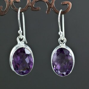 Sterling Silver Faceted Amethyst Earrings