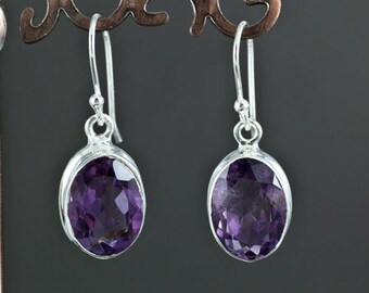 Boucles d’oreilles Amethyst faceted Silver Sterling