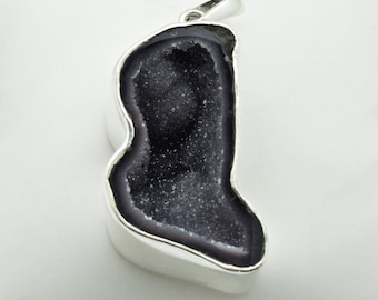 Colgante de geoda druzy ágata de plata esterlina